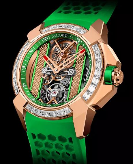 Review Jacob & Co EPIC X BAGUETTE ROSE GOLD - BOSTON GREEN EX120.43.BB.AC.ABRUA Replica watch